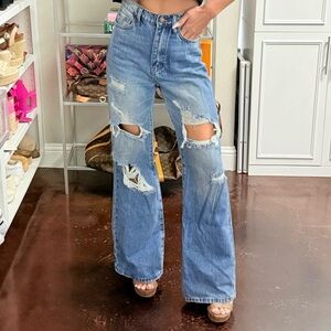 Vibrant M.I.U. Distressed Wide Leg Jeans High Rise Size 1 / 24